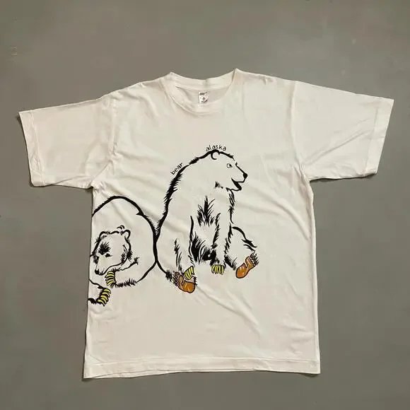 Vintage 90s Becik Designs Polar Bear T-Shirt Single-Stitch Graphic Tee XL - Picture 1 of 6